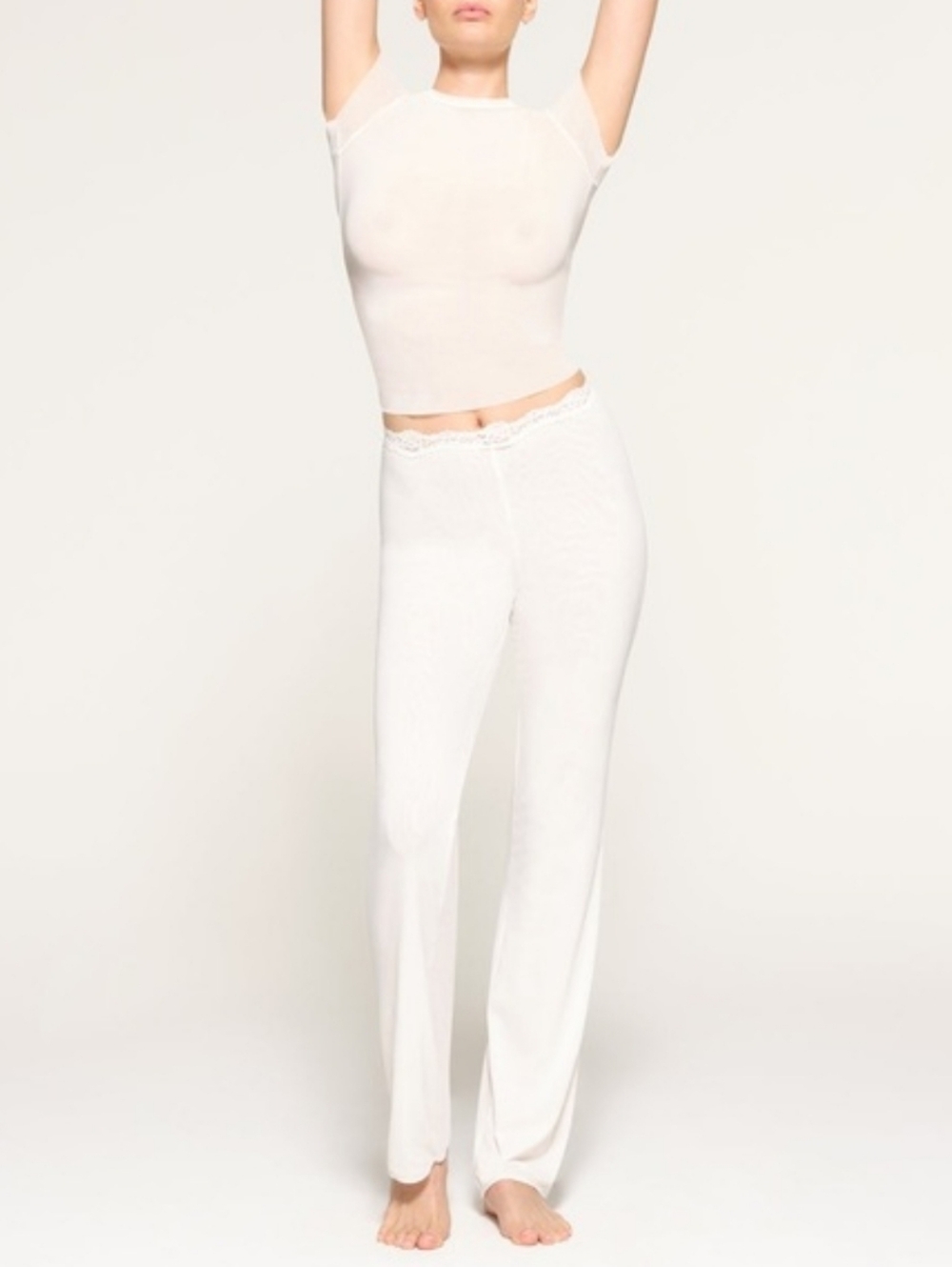 SKIMS Mesh Bridal Lace Waistband Pant Marble 3X